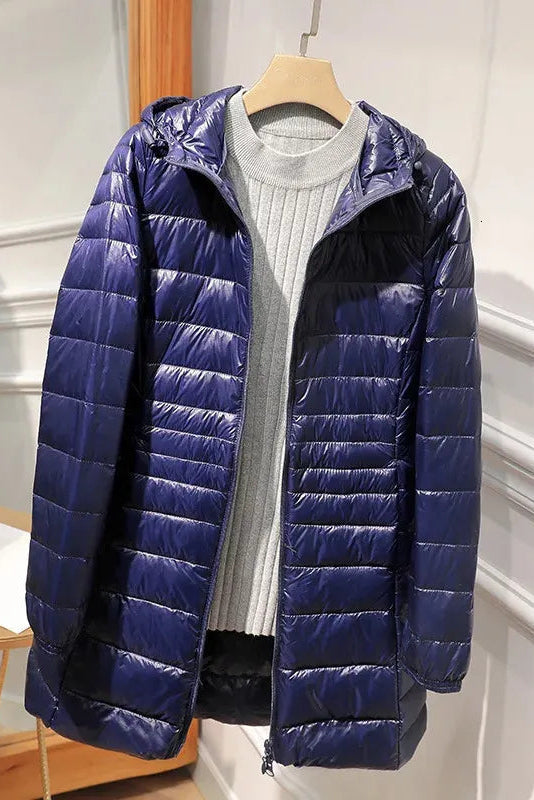 Charlotte | Women's Hooded Longline Puffer Coat | Lightweight · Eltrendio