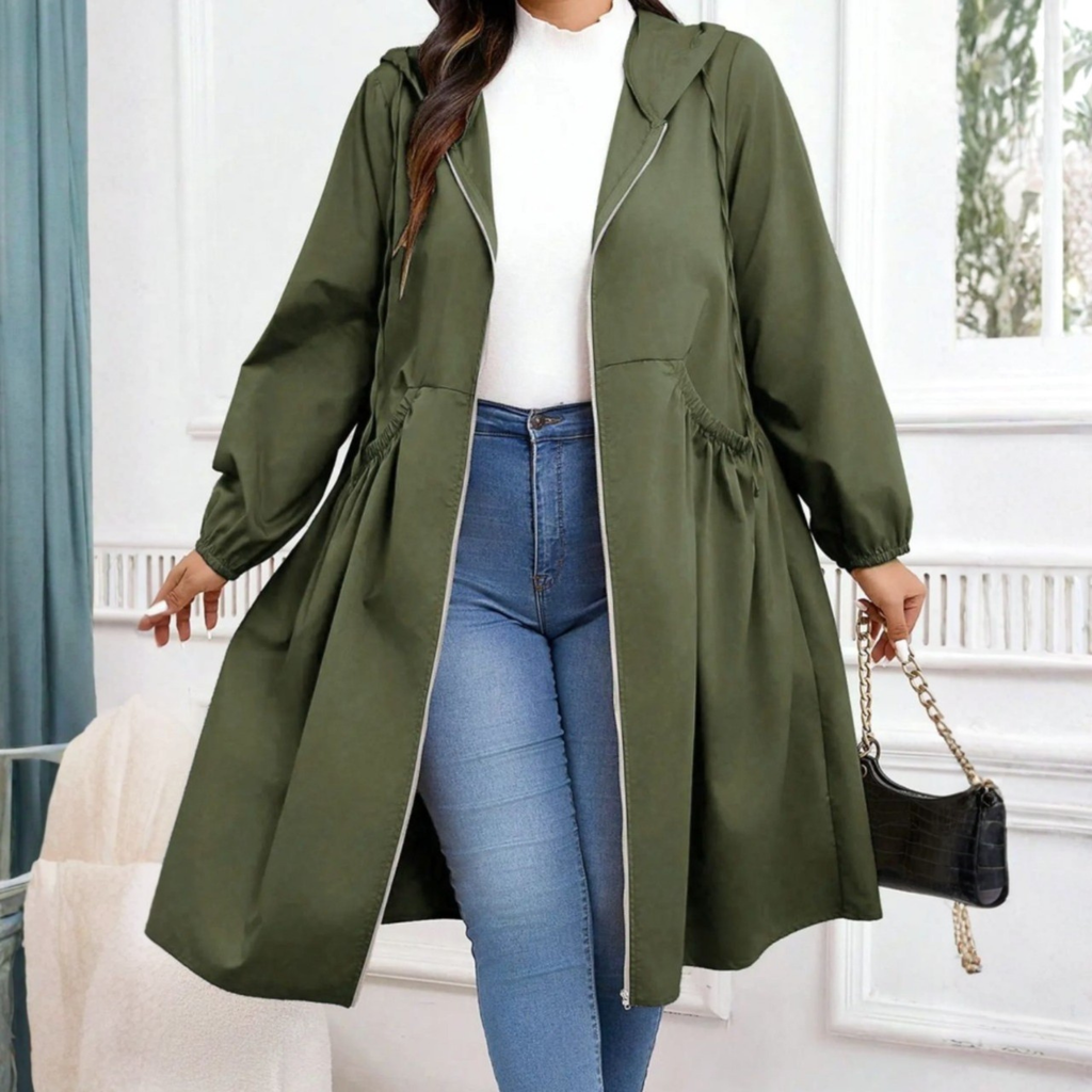 Charlotte | Women's Hooded Trench Coat | Drawstring Waist · Eltrendio