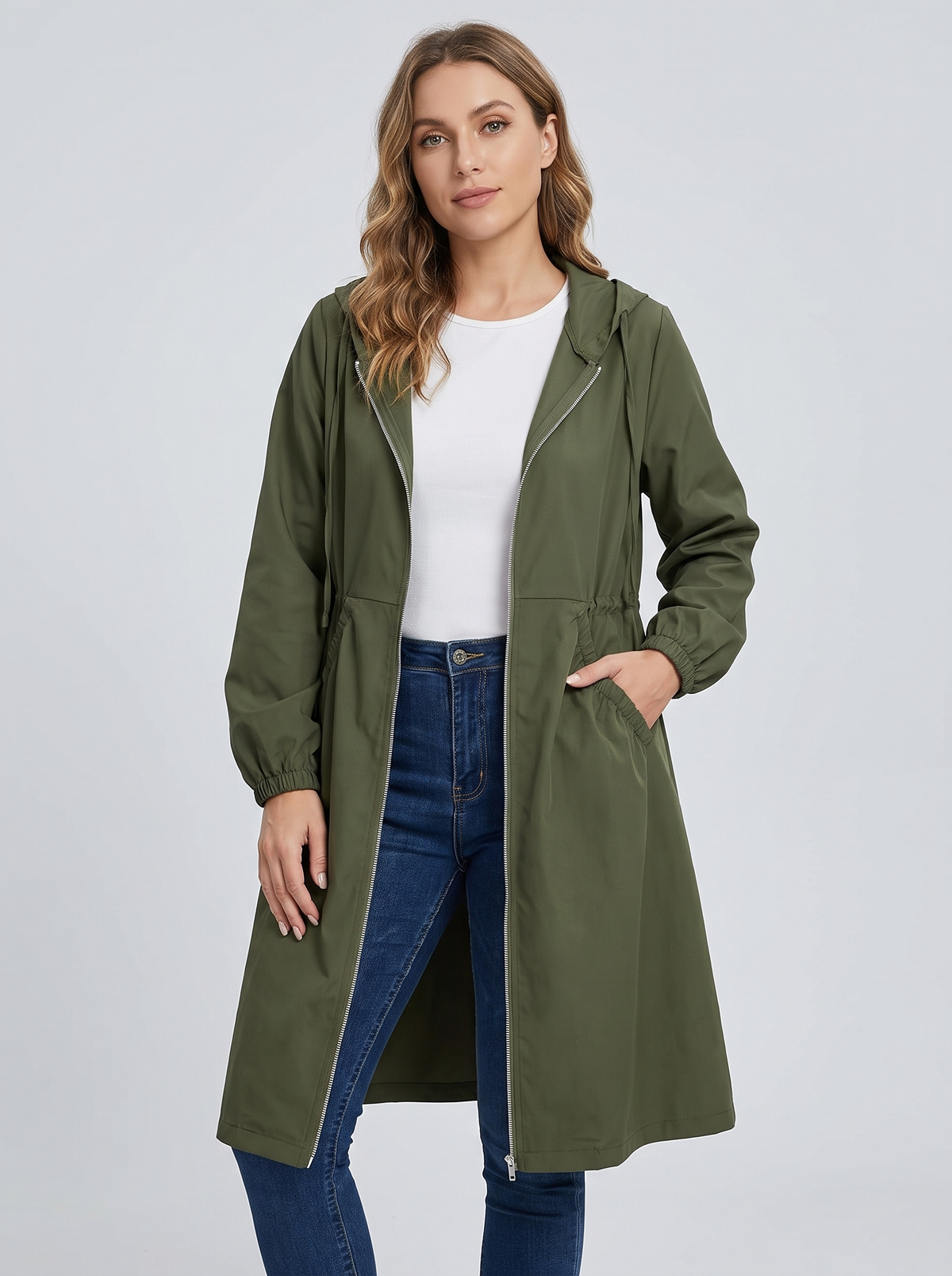 Charlotte | Women's Hooded Trench Coat | Drawstring Waist · Eltrendio