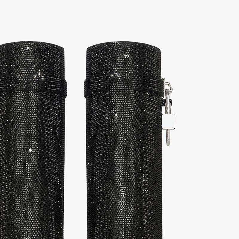 Charlotte | Women's Knee-High Boots | Rhinestone Padlock · Eltrendio
