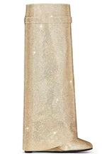 Charlotte | Women's Knee-High Boots | Rhinestone Padlock · Eltrendio