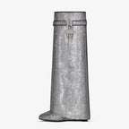 Charlotte | Women's Knee-High Boots | Rhinestone Padlock · Eltrendio