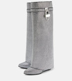 Charlotte | Women's Knee-High Boots | Rhinestone Padlock · Eltrendio