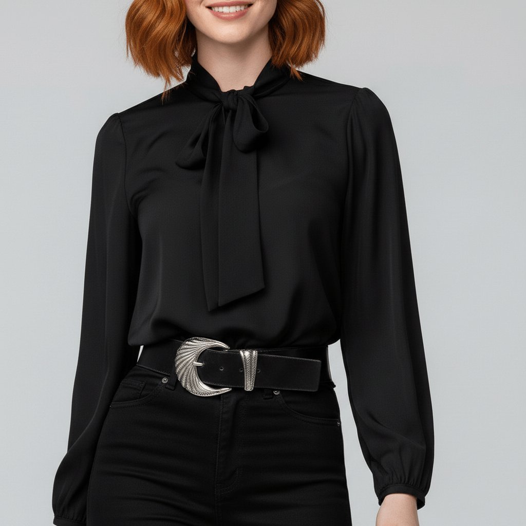 Charlotte | Women's Long-Sleeve Blouse | Bow-Tie Neck · Eltrendio