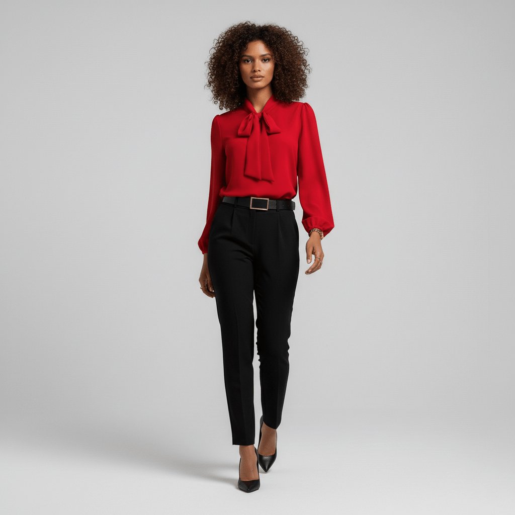 Charlotte | Women's Long-Sleeve Blouse | Bow-Tie Neck · Eltrendio