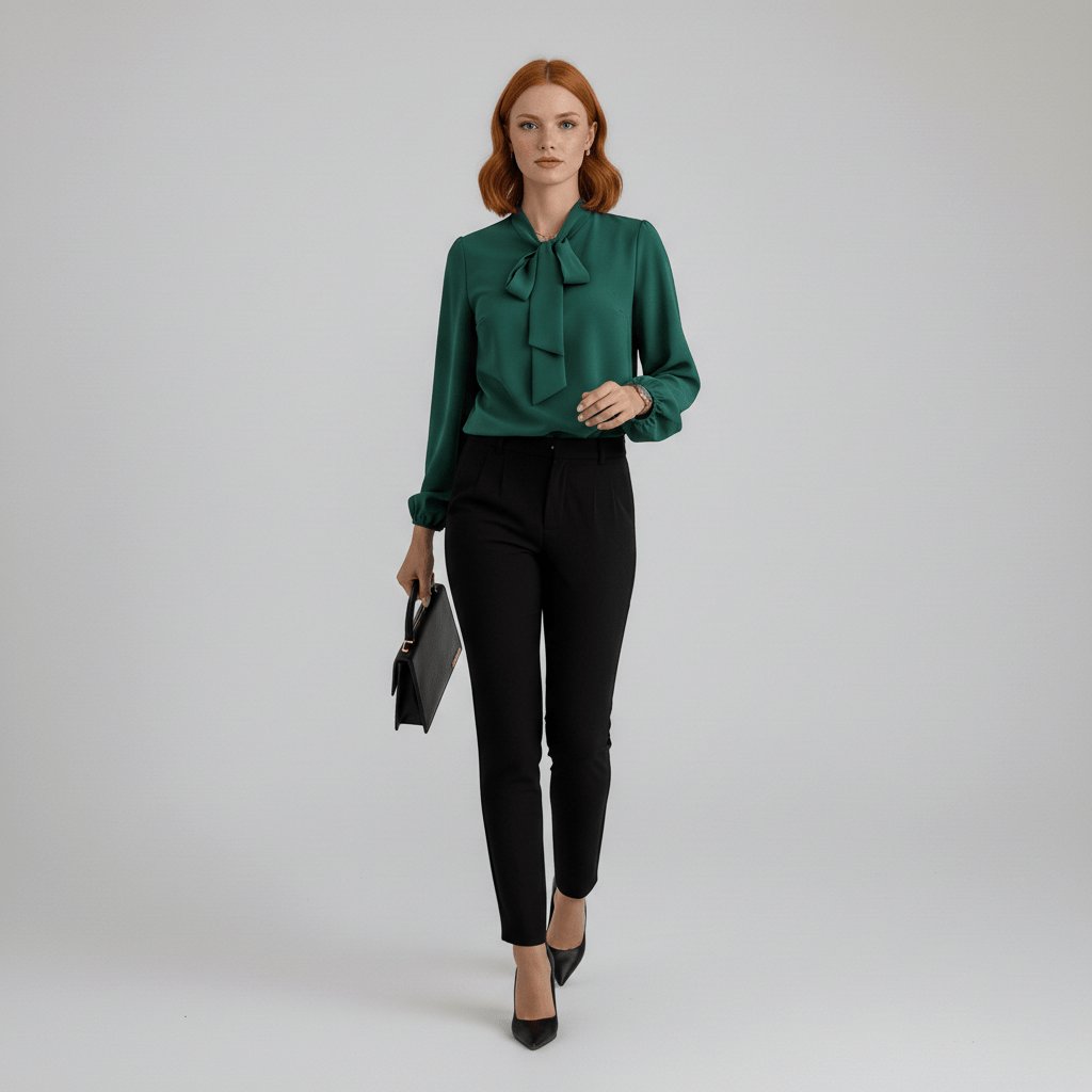 Charlotte | Women's Long-Sleeve Blouse | Bow-Tie Neck · Eltrendio