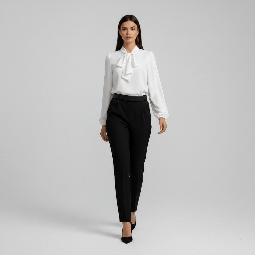 Charlotte | Women's Long-Sleeve Blouse | Bow-Tie Neck · Eltrendio