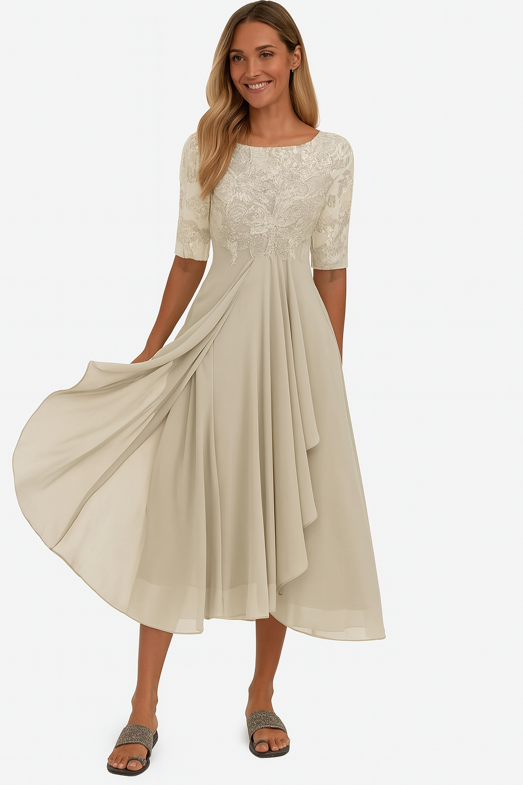 Charlotte | Women's Midi Dress | Lace Bodice · Eltrendio