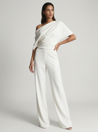 Charlotte | Women's One-Shoulder Jumpsuit | Wide-Leg
