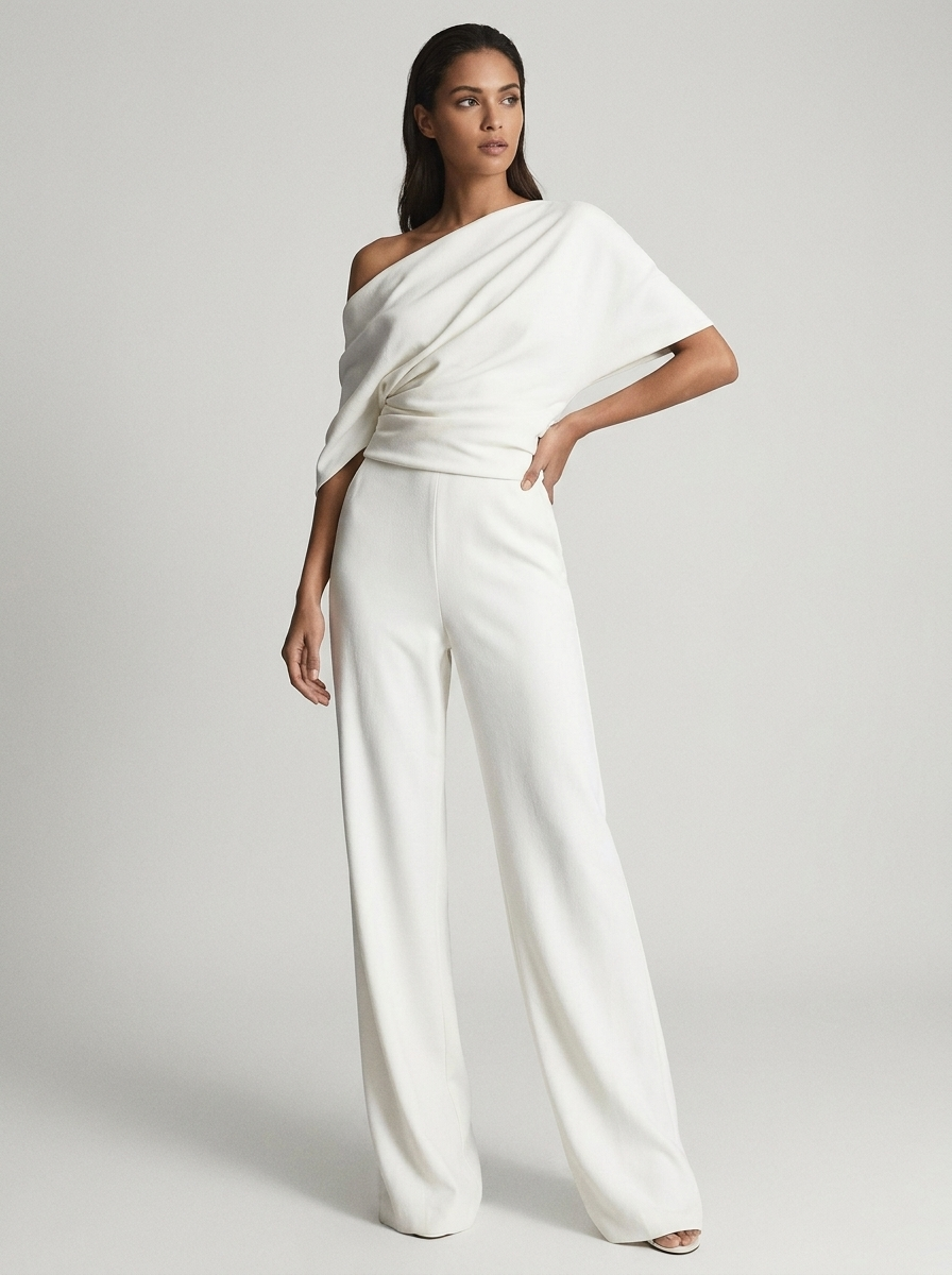 Charlotte | Women's One-Shoulder Jumpsuit | Wide-Leg