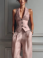 Charlotte | Women's Sleeveless Two-Piece Set | Waistcoat Trousers · Eltrendio