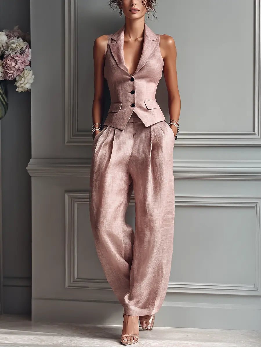 Charlotte | Women's Sleeveless Two-Piece Set | Waistcoat Trousers · Eltrendio