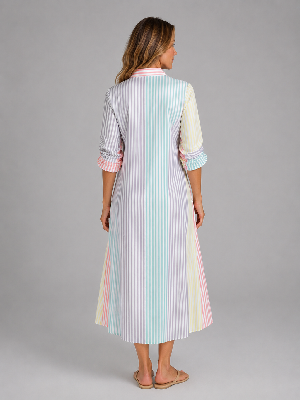 Charlotte | Women's Striped Shirt Dress | Side Split · Eltrendio