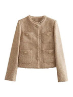 Charlotte | Women's Tweed Jacket | Gold Buttons · Eltrendio