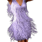 Charlotte | Women's V-Neck Dress | Sequin Fringe · Eltrendio