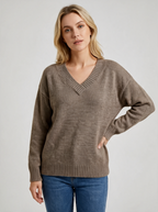 Charlotte | Women's V-Neck Jumper | Ribbed Trim · Eltrendio
