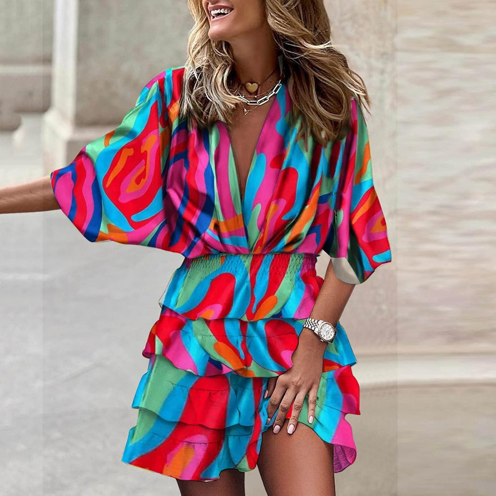 Charlotte | Women's V-Neck Party Dress | Tiered Ruffle · Eltrendio