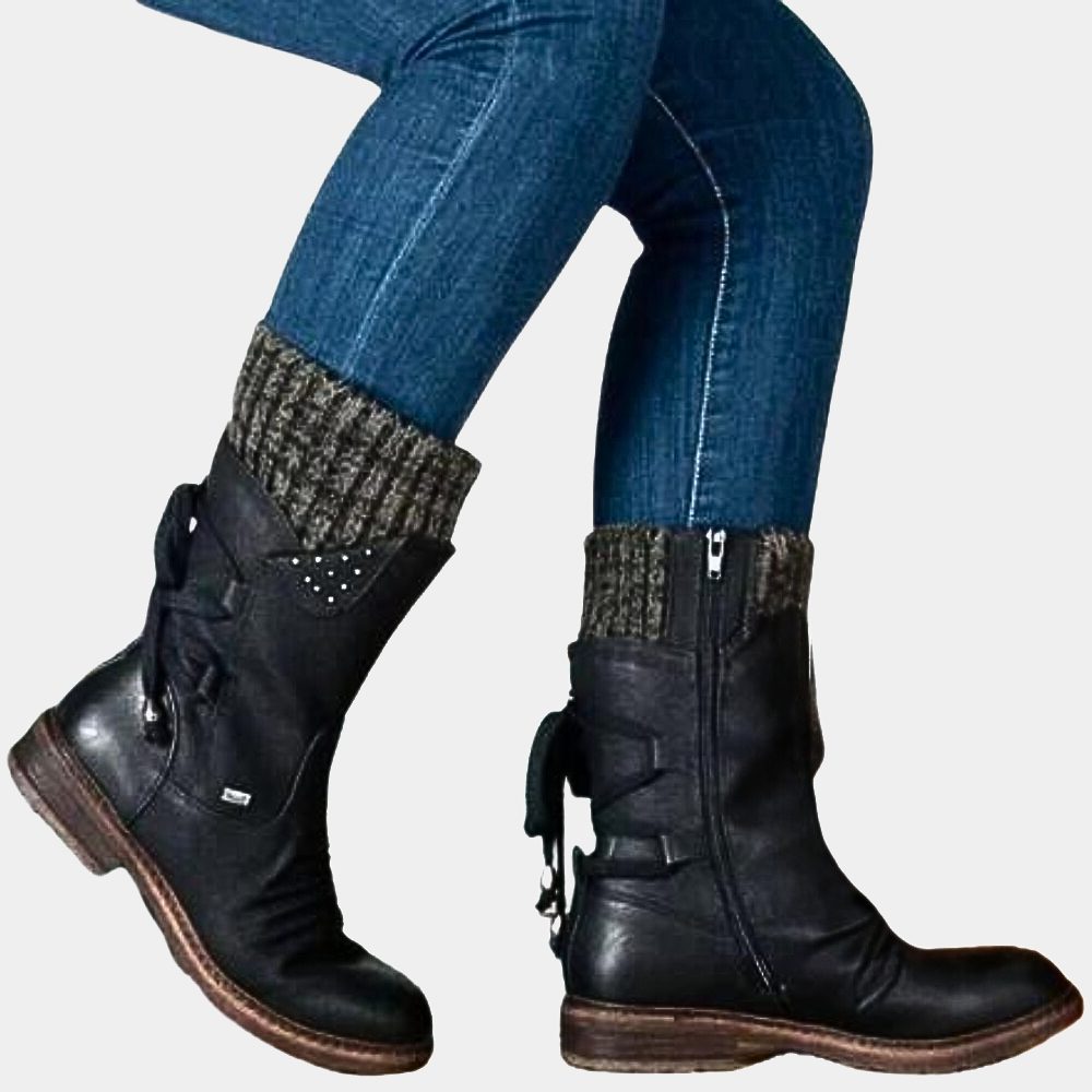 Clara | Women's Mid-Calf Winter Boots | Knitted Cuff · Eltrendio