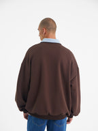 Dylan | Unisex Half Zip Sweatshirt | Oversized Retro Contrast Collar Style-Eltrendio