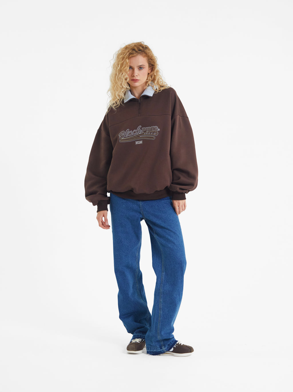 Dylan | Unisex Half Zip Sweatshirt | Oversized Retro Contrast Collar Style-Eltrendio