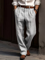 Edward | Men's Pleated Trousers | Lightweight Linen · Eltrendio