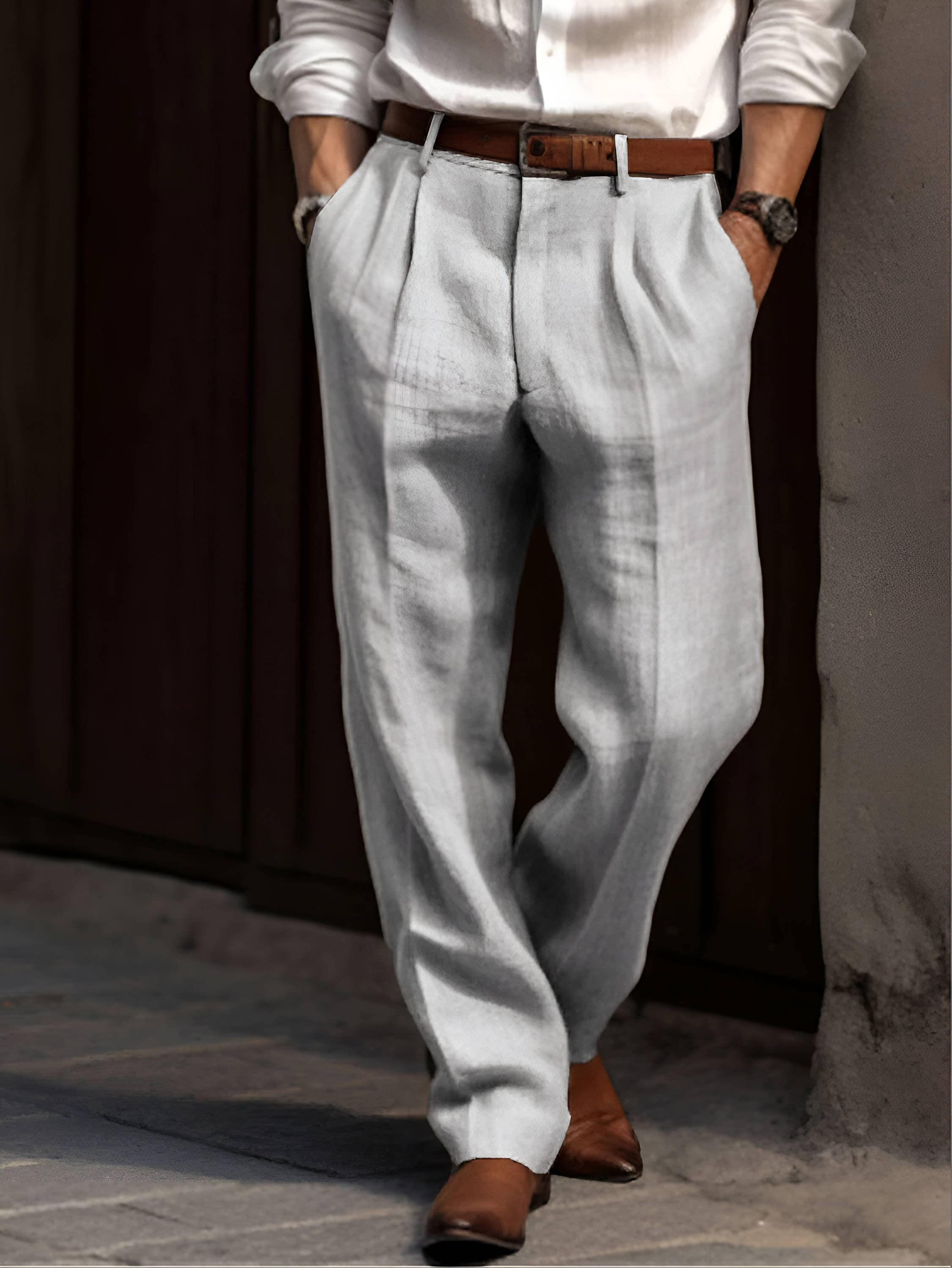 Edward | Men's Pleated Trousers | Lightweight Linen · Eltrendio