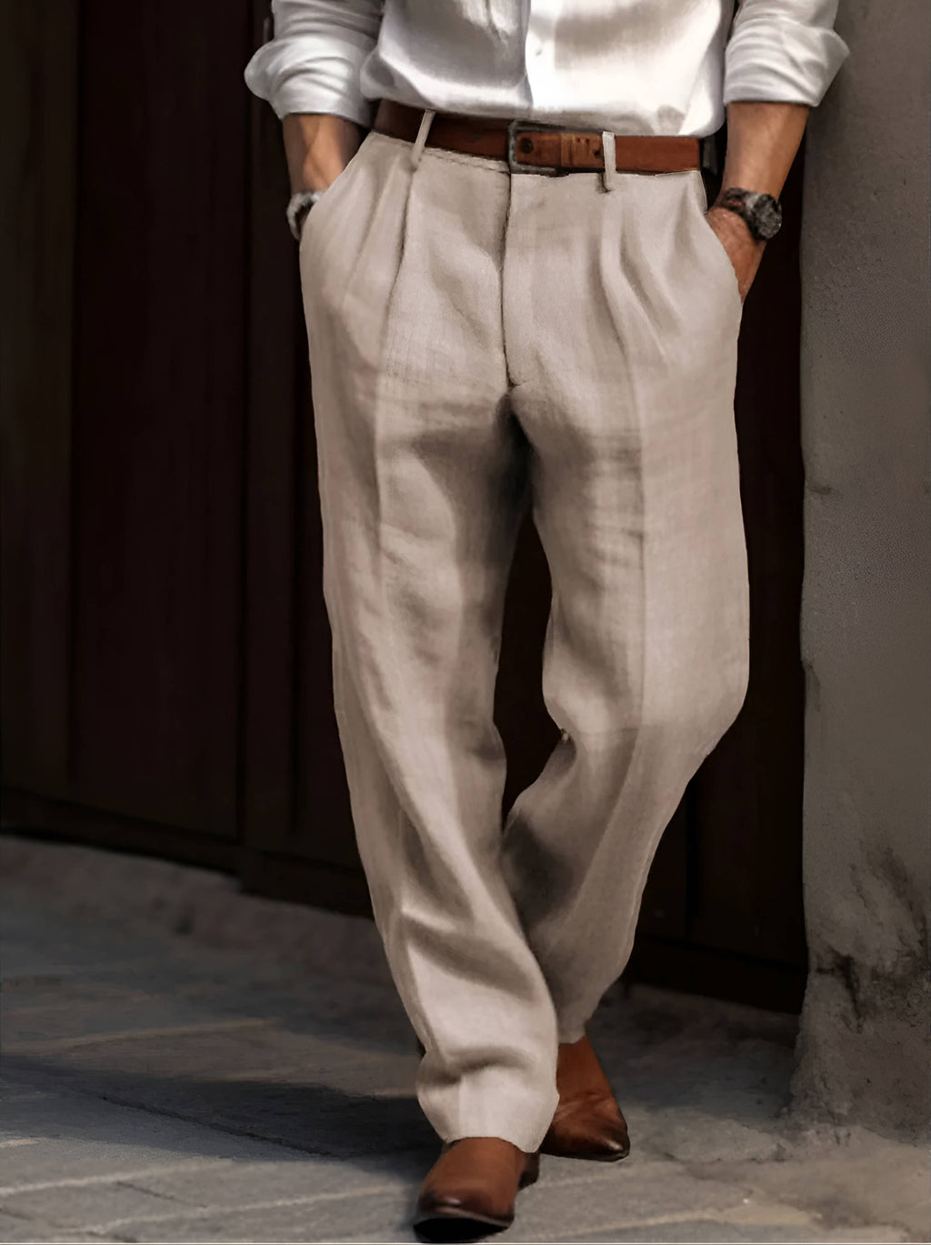 Edward | Men's Pleated Trousers | Lightweight Linen · Eltrendio