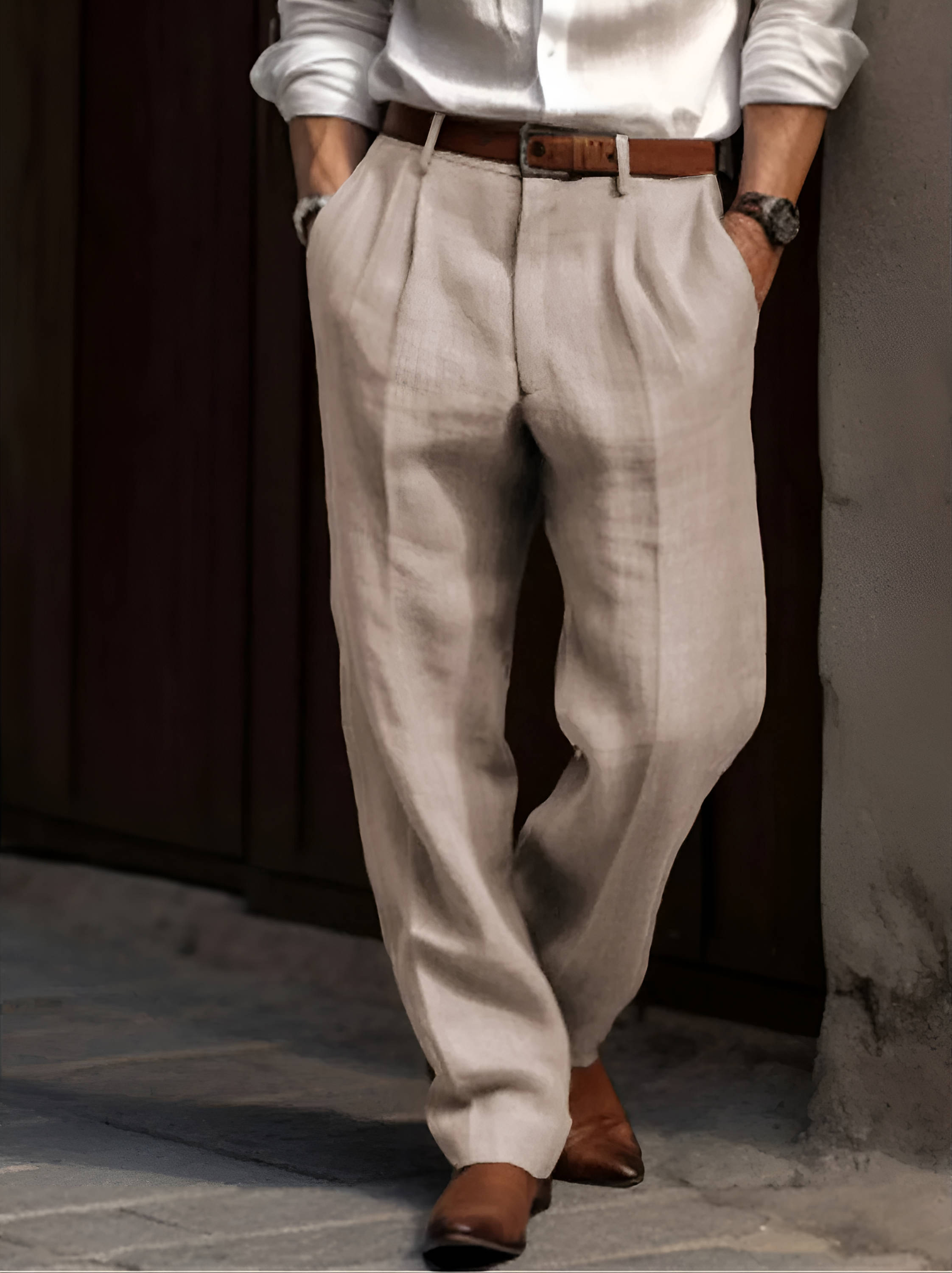 Edward | Men's Pleated Trousers | Lightweight Linen · Eltrendio