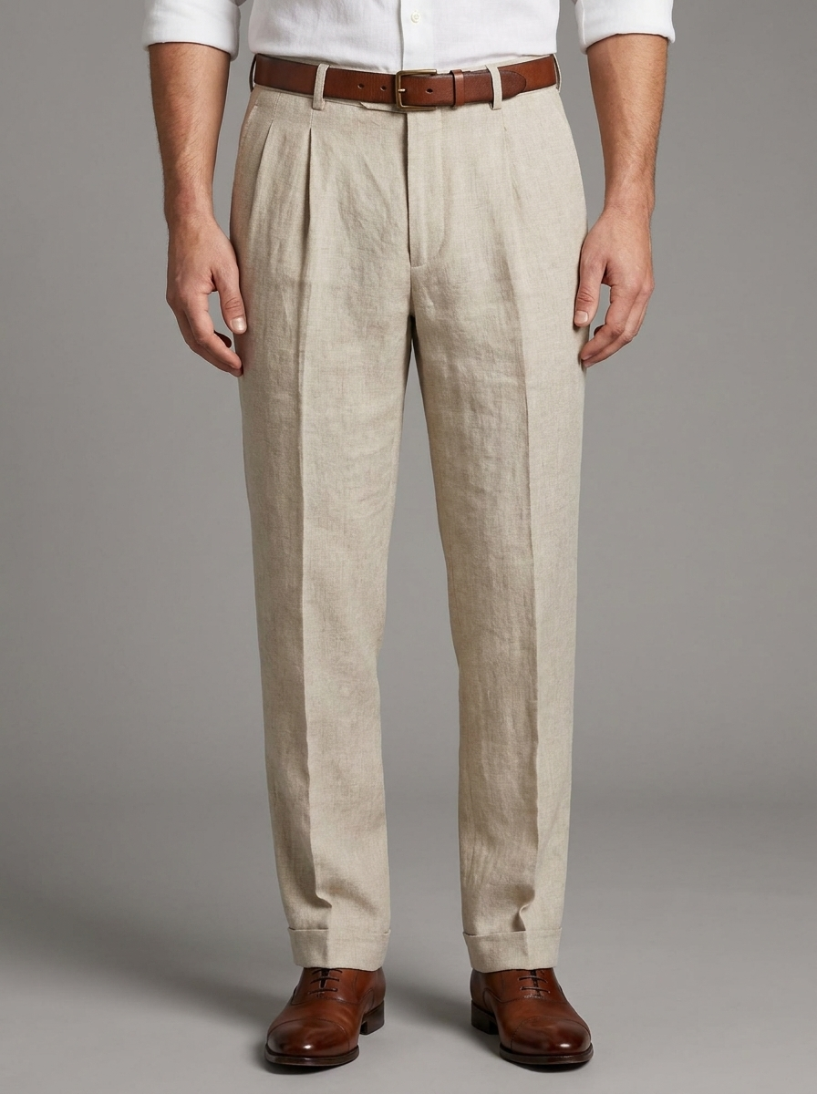 Edward | Men's Pleated Trousers | Lightweight Linen-Eltrendio