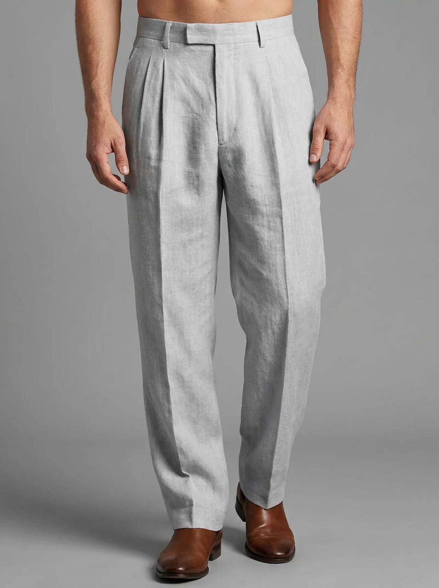 Edward | Men's Pleated Trousers | Lightweight Linen-Eltrendio