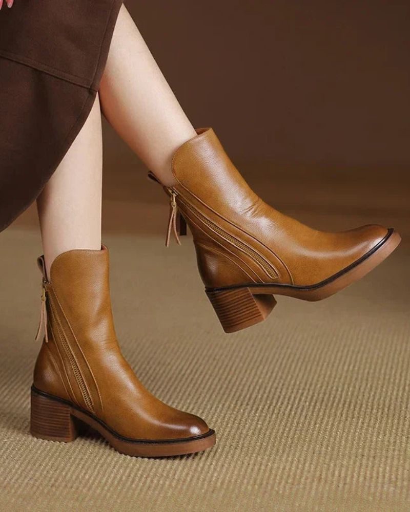 Eleanor | Women's Block Heel Ankle Boots | Side Zip · Eltrendio