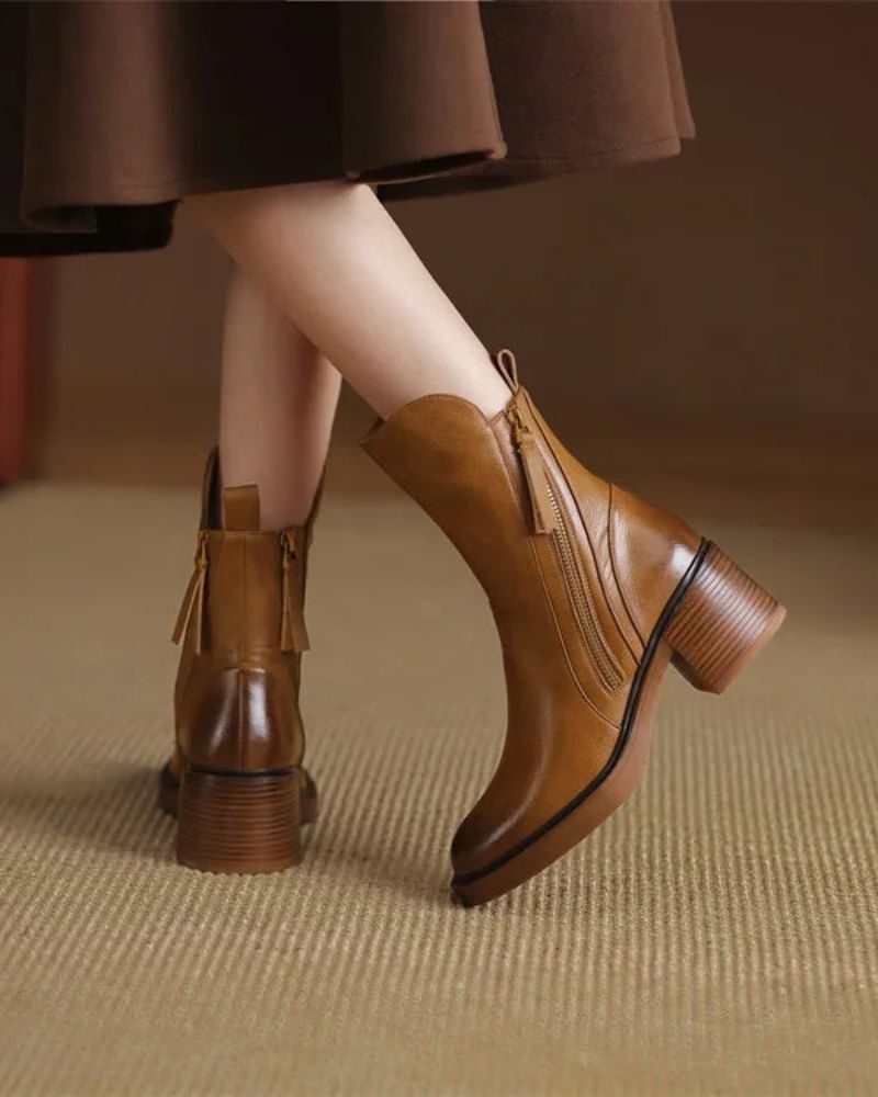 Eleanor | Women's Block Heel Ankle Boots | Side Zip · Eltrendio