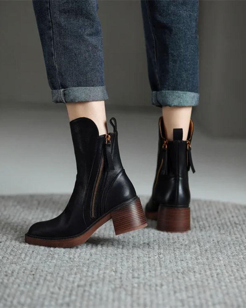 Eleanor | Women's Block Heel Ankle Boots | Side Zip · Eltrendio