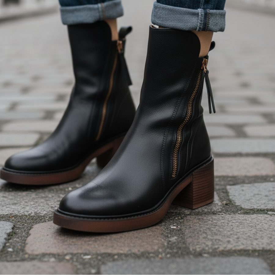 Eleanor | Women's Block Heel Ankle Boots | Side Zip · Eltrendio