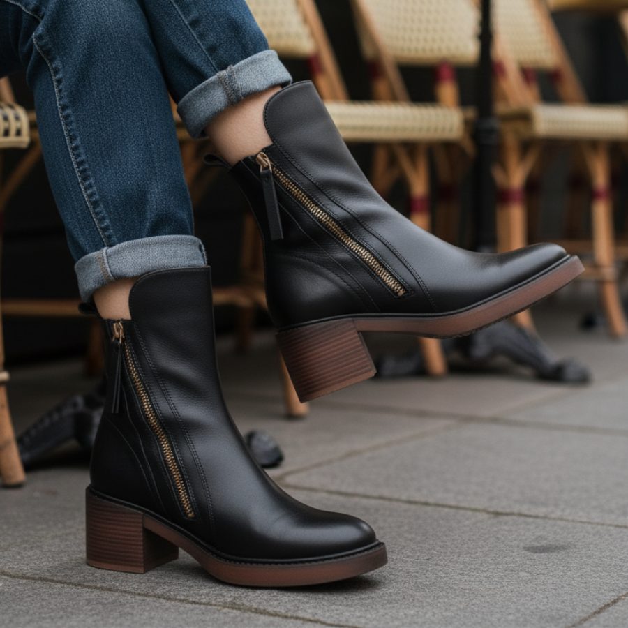 Eleanor | Women's Block Heel Ankle Boots | Side Zip · Eltrendio