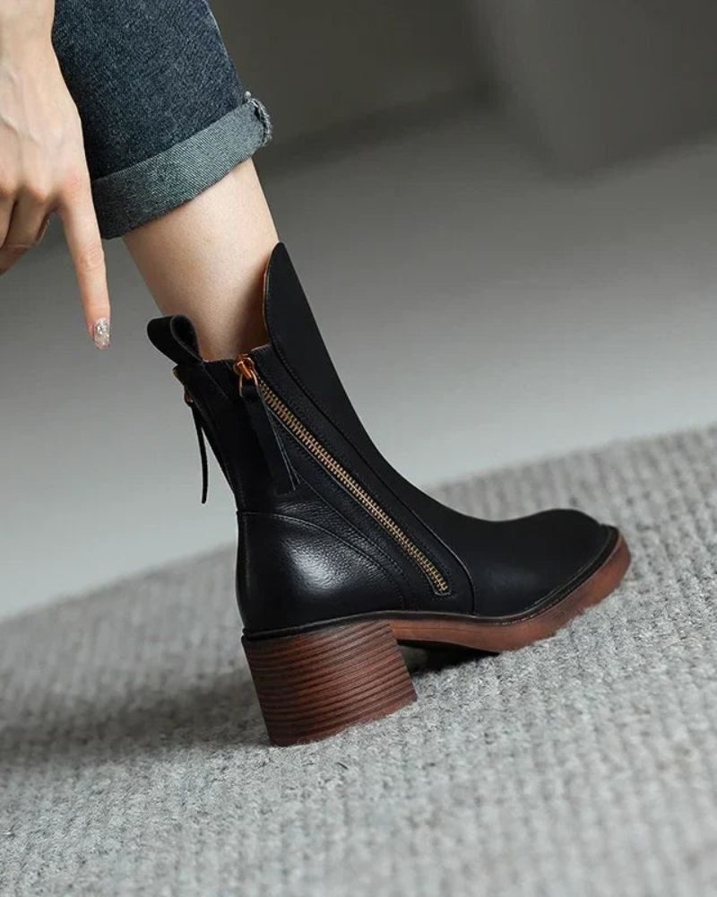Eleanor | Women's Block Heel Ankle Boots | Side Zip · Eltrendio
