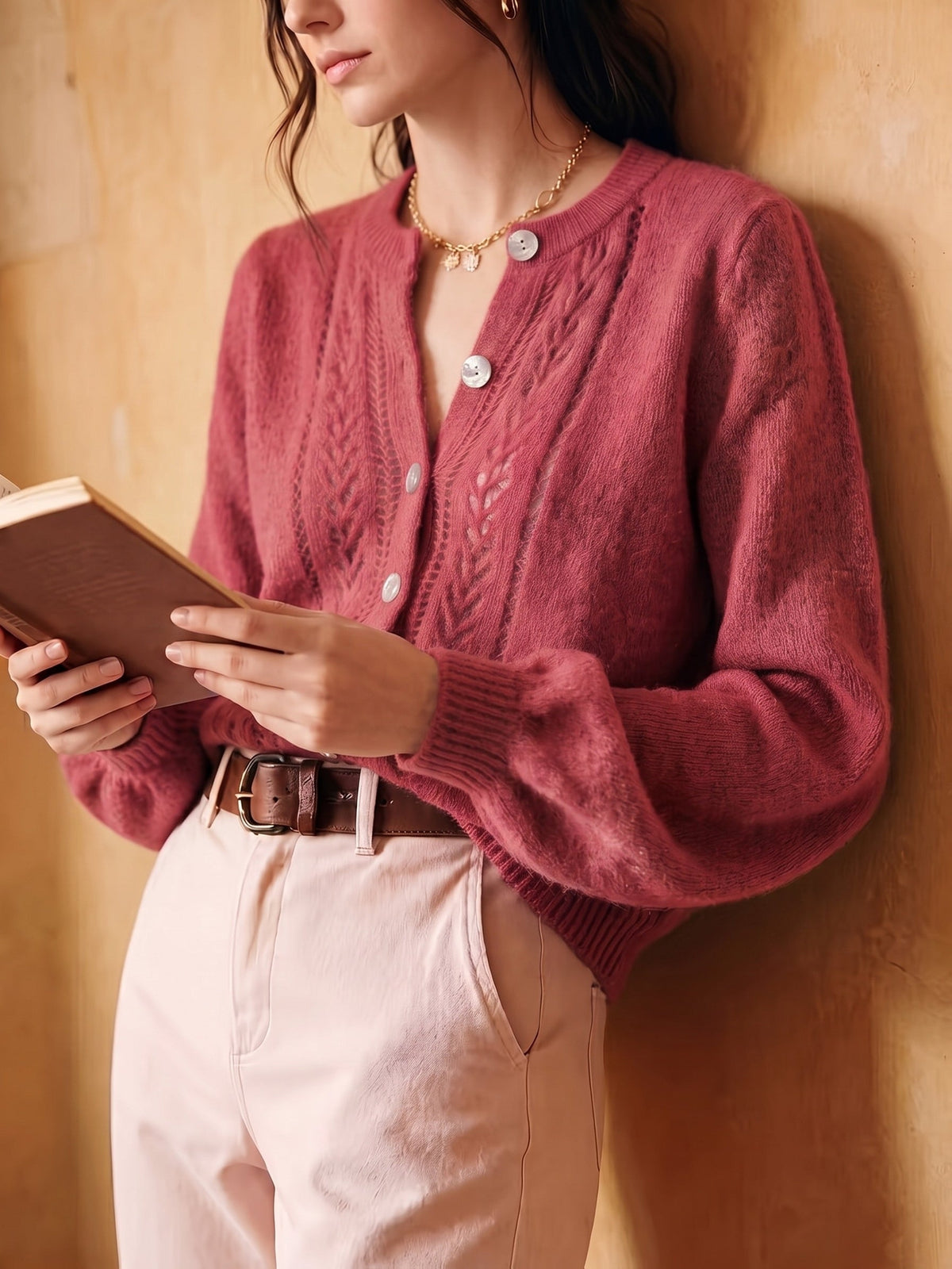 Eleanor | Women's Button-Up Cardigan | Pointelle Knit · Eltrendio