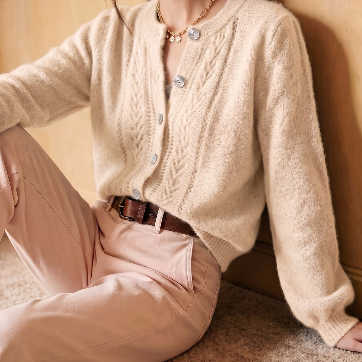 Eleanor | Women's Button-Up Cardigan | Pointelle Knit · Eltrendio
