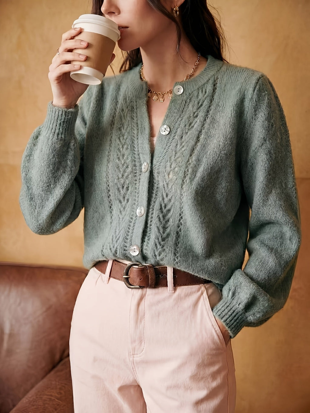 Eleanor | Women's Button-Up Cardigan | Pointelle Knit · Eltrendio