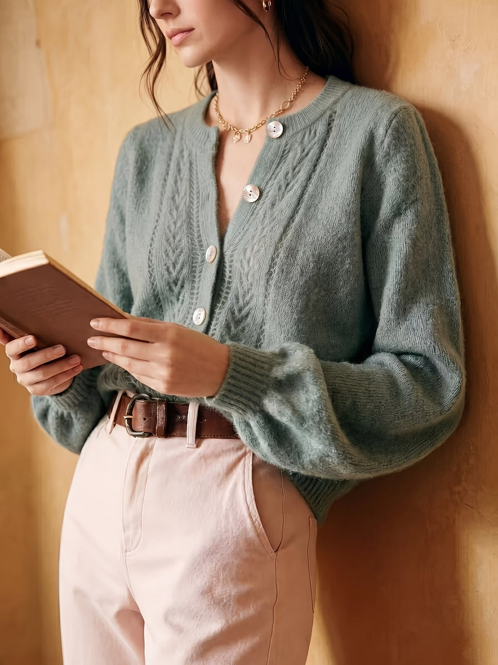 Eleanor | Women's Button-Up Cardigan | Pointelle Knit · Eltrendio