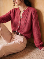 Eleanor | Women's Button-Up Cardigan | Pointelle Knit · Eltrendio