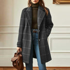 Eleanor | Women's Check Coat | Notch Lapel · Eltrendio