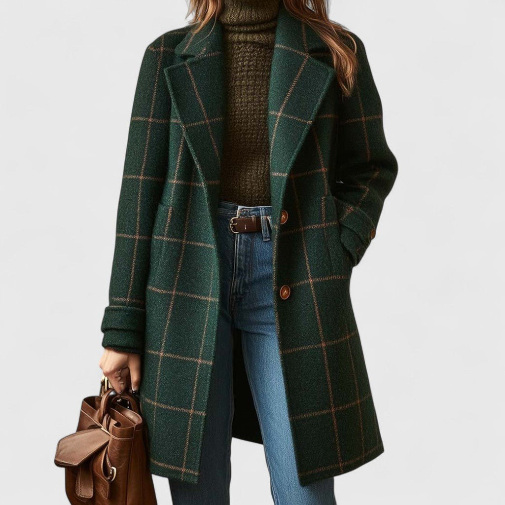 Eleanor | Women's Check Coat | Notch Lapel · Eltrendio