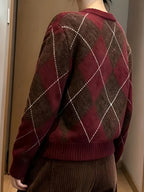Eleanor | Women's Crew Neck Jumper | Argyle Knit · Eltrendio