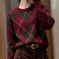 Eleanor | Women's Crew Neck Jumper | Argyle Knit · Eltrendio