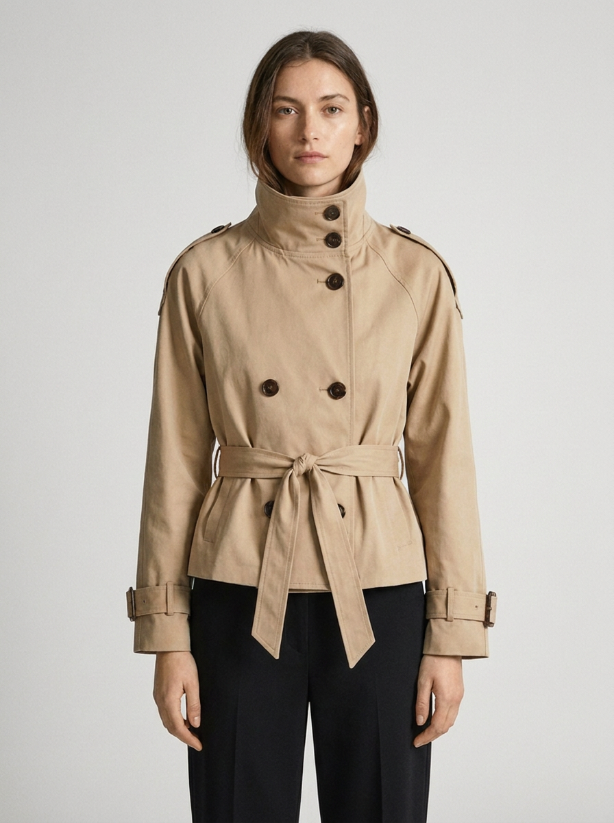 Eleanor | Women's Cropped Trench Coat | Belted Waist