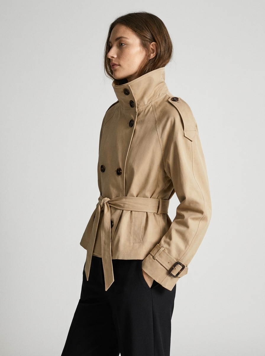 Eleanor | Women's Cropped Trench Coat | Belted Waist