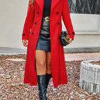 Eleanor | Women's Double-Breasted Longline Coat | Lapel Collar · Eltrendio