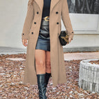 Eleanor | Women's Double-Breasted Longline Coat | Lapel Collar · Eltrendio
