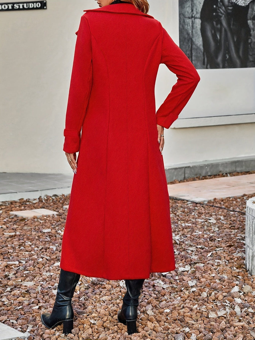 Eleanor | Women's Double-Breasted Longline Coat | Lapel Collar · Eltrendio
